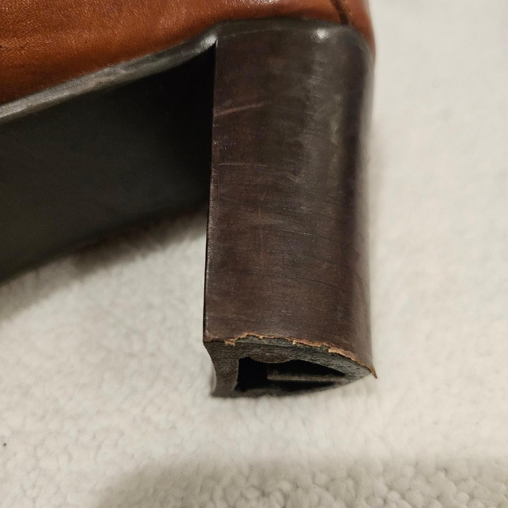 Antonio Melani Toffee Brown leather boots with square toe and buckle design, - Picture 6 of 8
